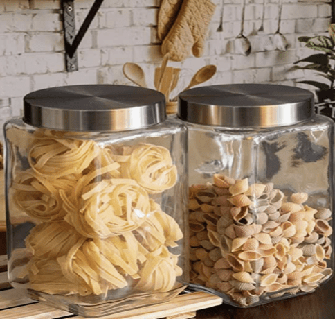 Roxx Glass Trigo Storage Jar With Lid Set of 2 Pieces 2250ml