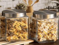 Roxx Glass Trigo Storage Jar With Lid Set of 2 Pieces 1800ml-1