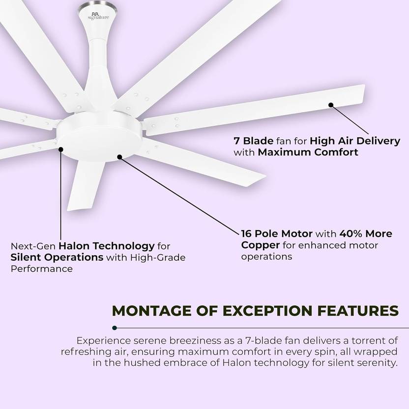 RR Signature Aether Flow High Air Ceiling Fan with 7 Blades, Low Noise, 40% More Motor (Alice, Free Installation)-4