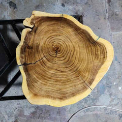 Rustic Live Edge Solid Wood Crosscut Slab | Organic Trunk Tree Coffee Table | Custom Natural Wood Center Table - Home Interior Decor