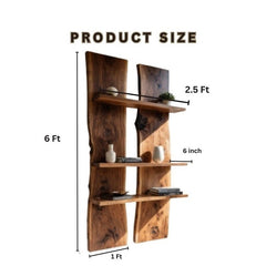 Rustic Live Edge Wall Shelf Panel Set – Solid Wood Floating Display Unit