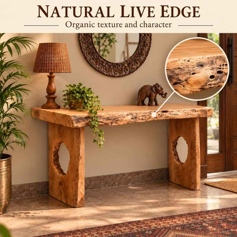 Handmade Live Edge Console Table with Sculptural Wooden Legs, Rustic Solid Wood Console Table, Luxury Entryway & Foyer Table, Modern Wood Sofa Table, Custom Made Hallway Furniture