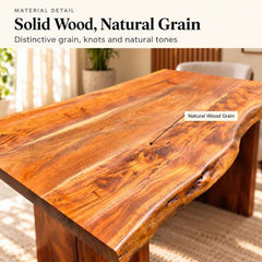 Handmade Live Edge Dining Table, Rustic Solid Wood Dining Table, Handcrafted 5 Ft x 3 Ft Natural Wood Table with Solid Wood Legs, Custom Size Dining Table