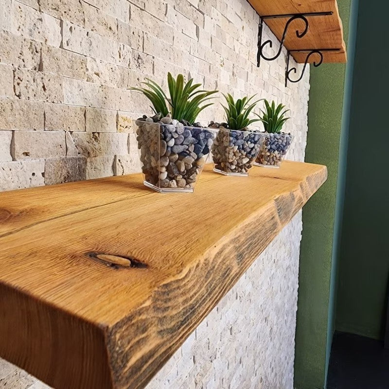 Wooden Rustic Live Edge Wall Shelves