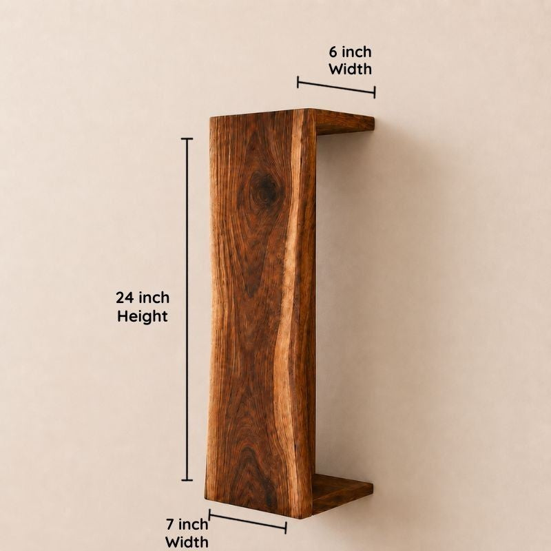 Waterfall Live Edge Wooden Blanket Holder, Decorative Bathroom Towel Rack, Wall Bookshelf