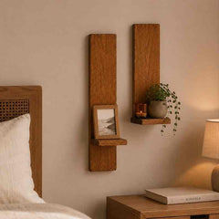 Rustic Wall Hanging Wooden Shelves (Set of 2), Solid Wood Plant Display Shelves