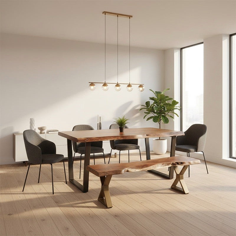 Raw Wood Edge Dining Table