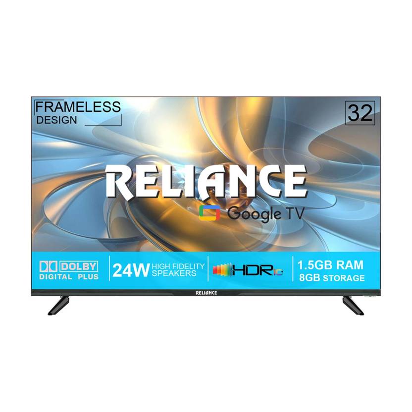 Reliance 80 cm (32 inch) HD Ready LED Smart Google TV with Next Generation Google Smart Led Tv Platform with OTT Apps like Jio Cinema, Netflix, Prime (RW32GD8676HD)