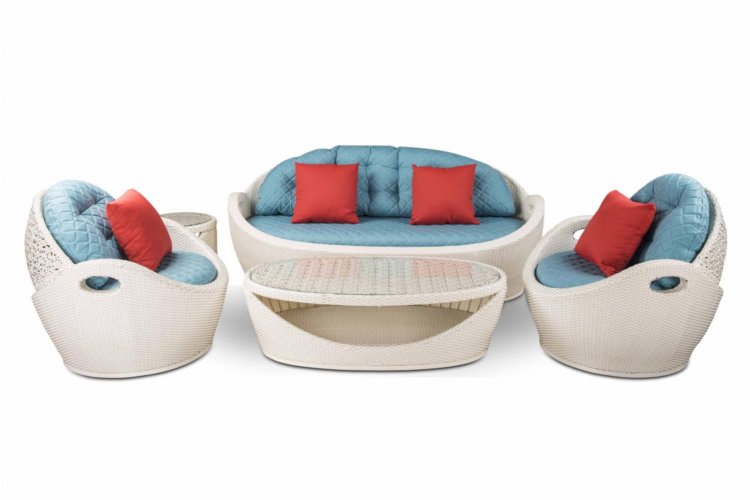 Crocetta Outdoor Sofa Set 3 Seater , 2 Single seater and 1 Center Table (Off White)