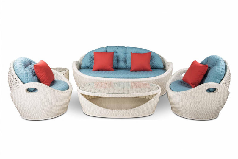 Crocetta Outdoor Sofa Set 3 Seater , 2 Single seater and 1 Center Table (Off White)