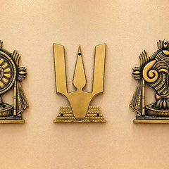 Brass Shankh Chakra Namah Wall Hanging Set (9.5 Inch)