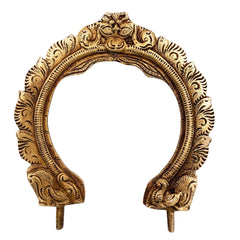 Bhunes Brass Small Prabhavali for God Idols – Traditional Temple Arch Frame | Wall Hanging Decorative Aura Backdrop for Mandir, Pooja, Home Decor, Prabhamandala, Tiruvasi, Thiruvachi, Gold, 5 Inch, 1 Piece