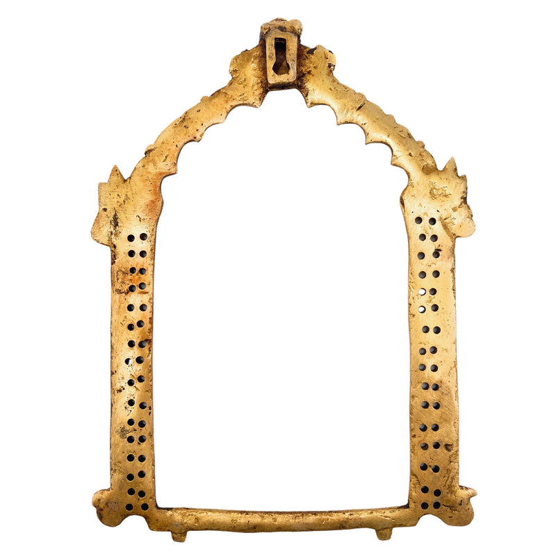 Traditional Brass Prabhavali Arch Frame | Tiruvasi Prabhamandala Prabhavalli Deity Backplate for Pooja Room & Temple Decor,Gold, 11 Inch, 1 Piece