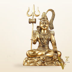 Sacred 15.5-Inch Brass Lord Shiva Statue in Blessing Posture