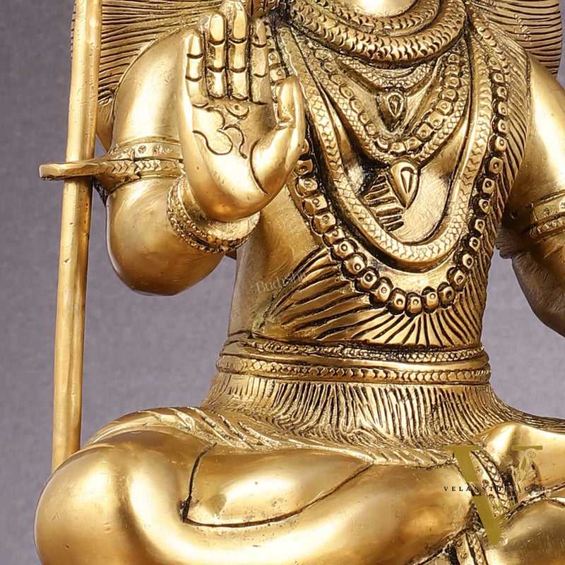 Sacred 15.5-Inch Brass Lord Shiva Statue in Blessing Posture