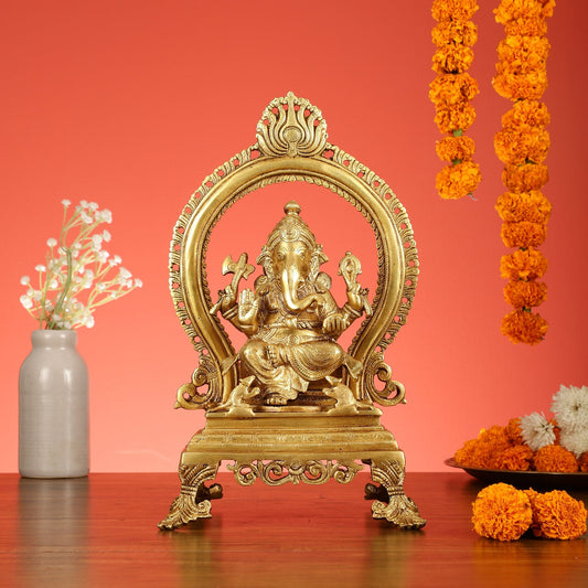 Sacred Brass Ganesh Idol 15 inch