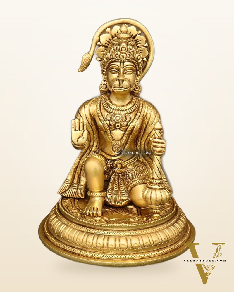 Sacred Brass Superfine Lord Hanuman Idol - 7"