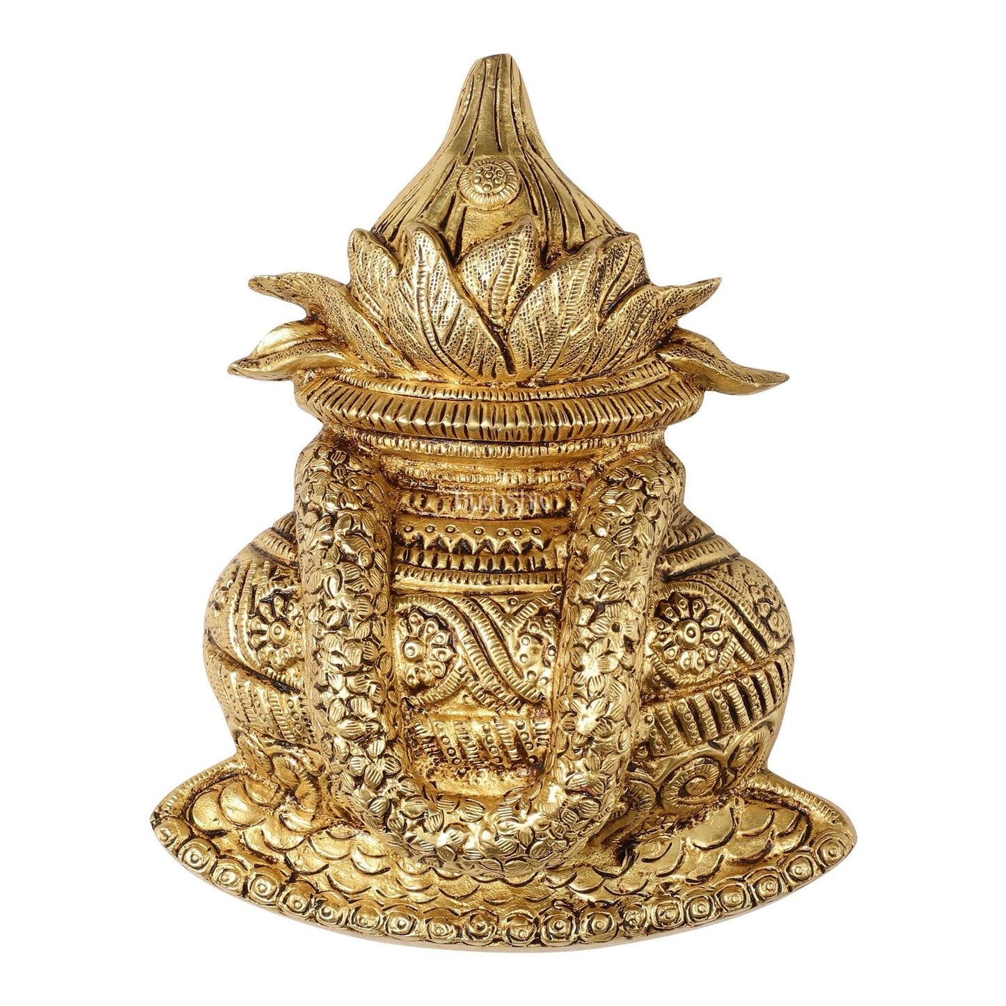 Sacred Brass Superfine Wall Hanging Kalash 7.75 inch