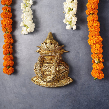 Sacred Brass Superfine Wall Hanging Kalash 7.75 inch