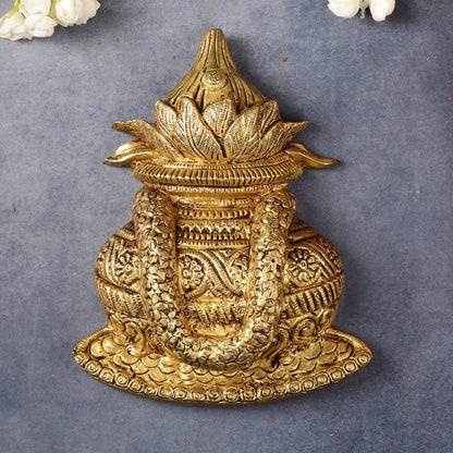 Sacred Brass Superfine Wall Hanging Kalash 7.75 inch