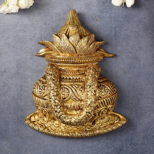 Sacred Brass Superfine Wall Hanging Kalash 7.75 inch