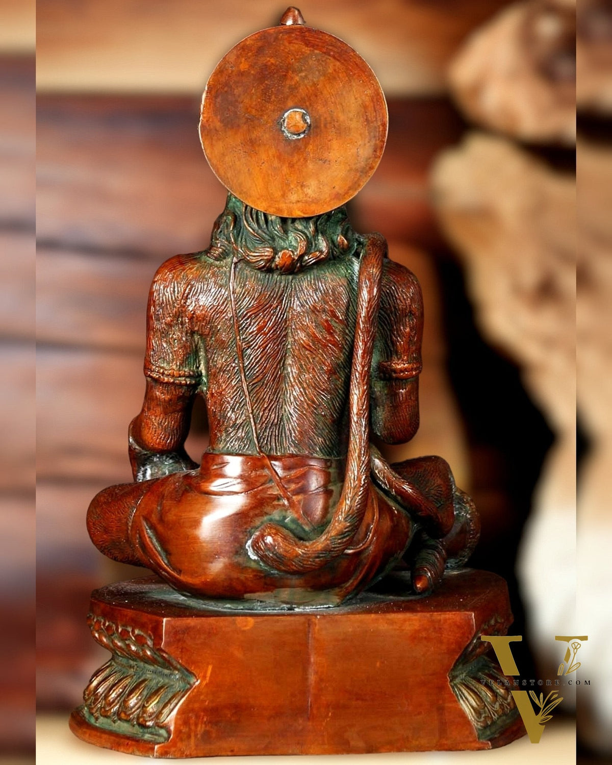 Sacred Pure Brass Blessing Hanuman Idol - 14"