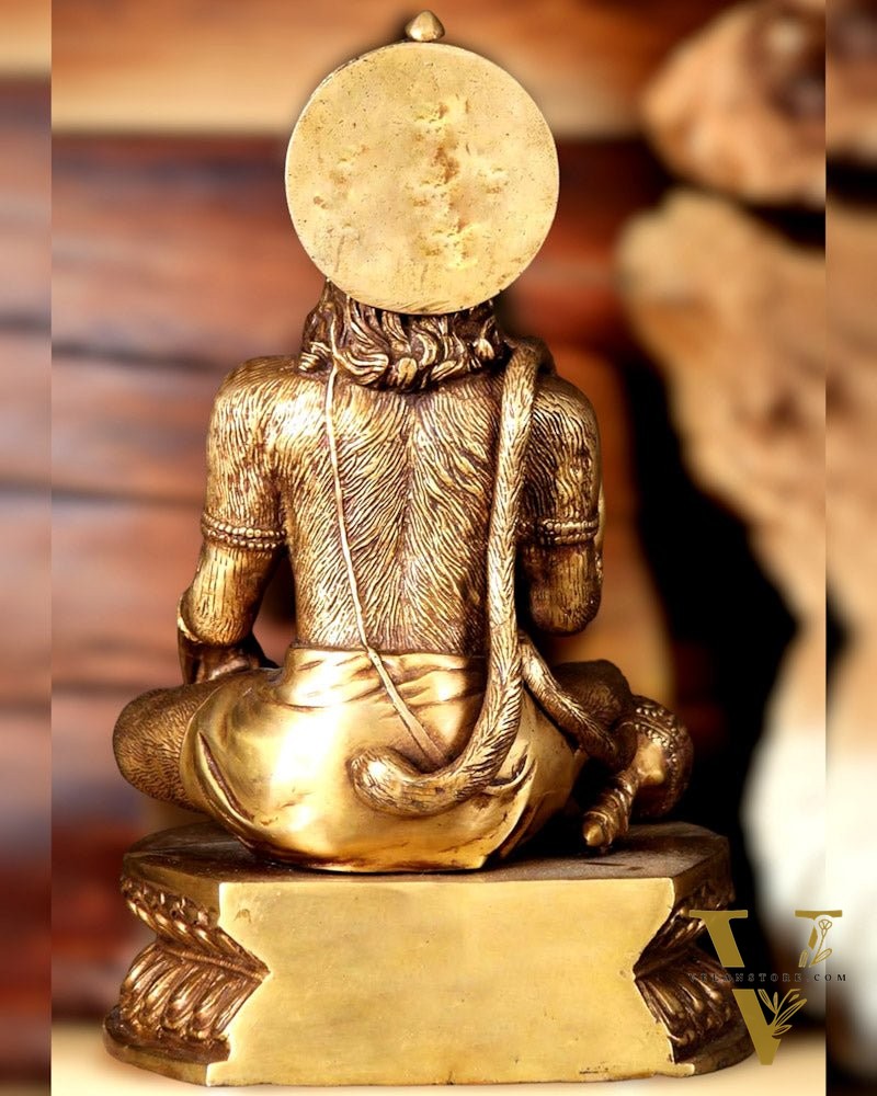 Sacred Pure Brass Blessing Hanuman Idol - 14"