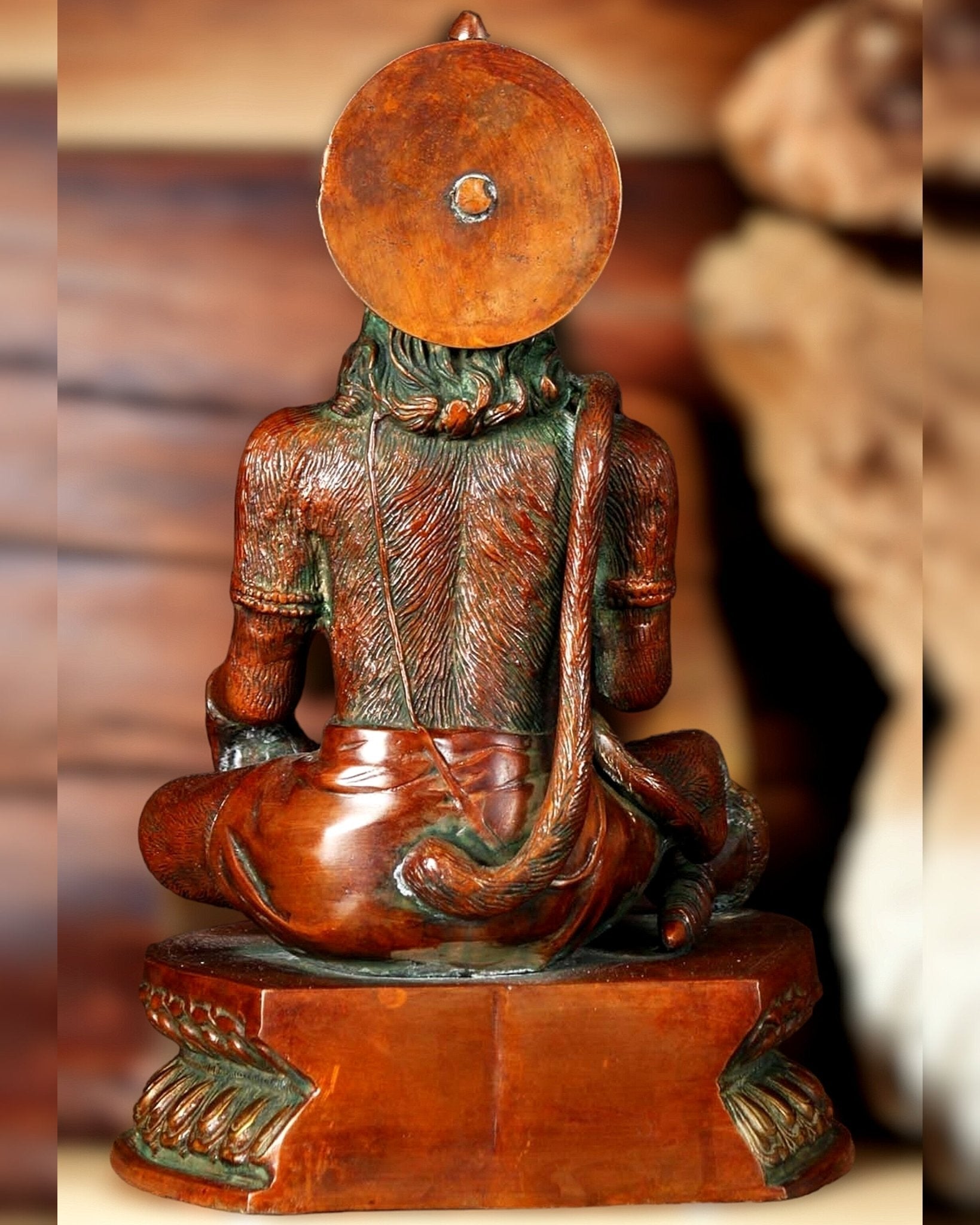 Sacred Pure Brass Blessing Hanuman Idol - 14"