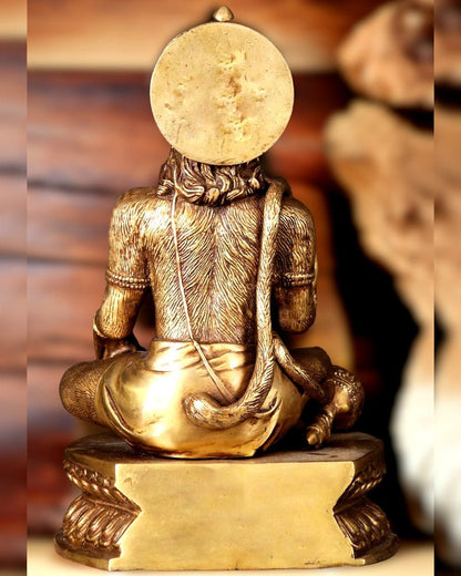 Sacred Pure Brass Blessing Hanuman Idol - 14"