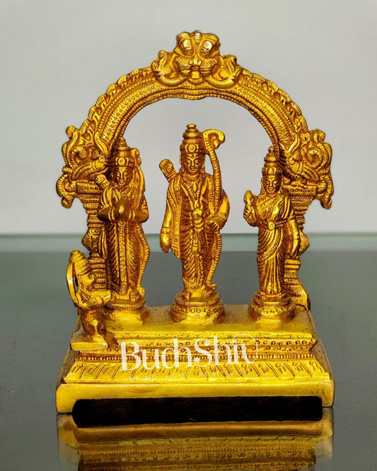 Sacred Pure Brass Ram Darbar - Ideal for Your Mandir - Height 6.5 Inches