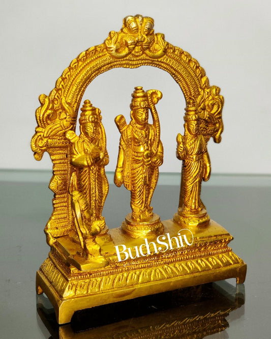 Sacred Pure Brass Ram Darbar - Ideal for Your Mandir - Height 6.5 Inches