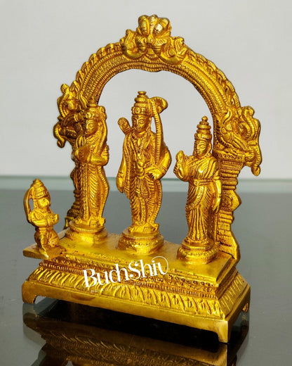 Sacred Pure Brass Ram Darbar - Ideal for Your Mandir - Height 6.5 Inches