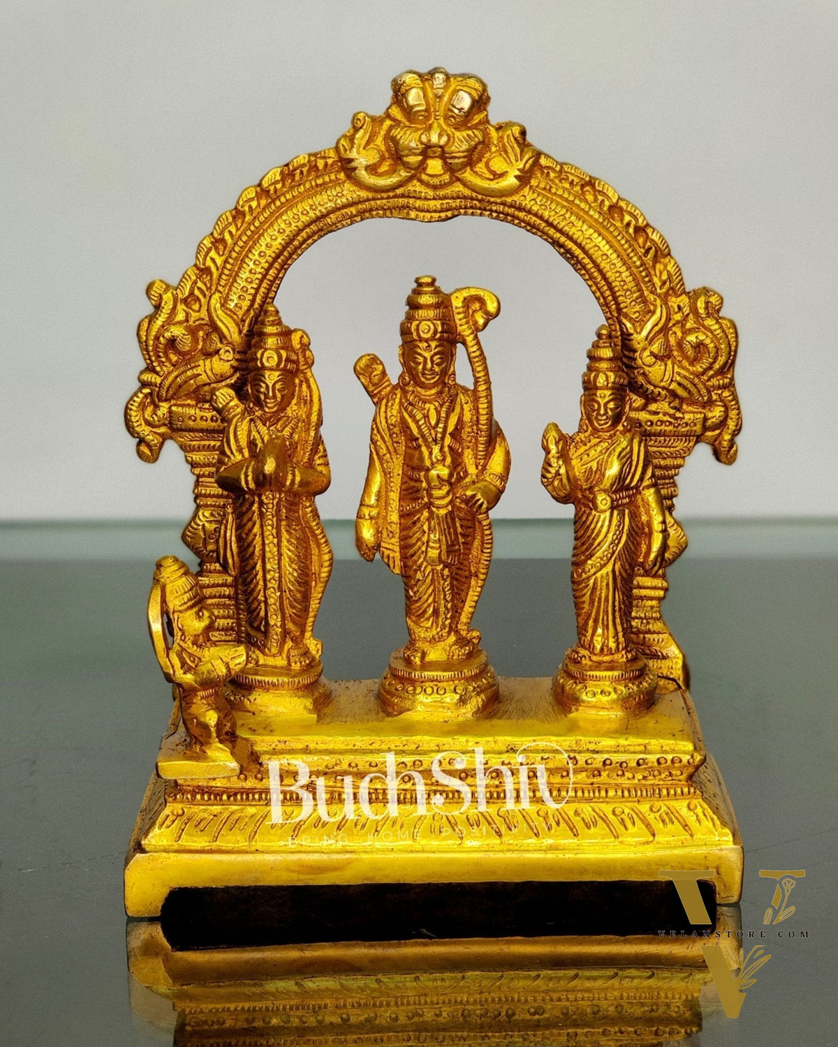 Sacred Pure Brass Ram Darbar - Ideal for Your Mandir - Height 6.5 Inches