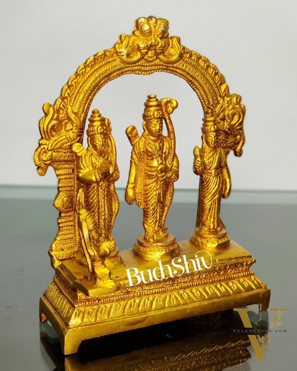 Sacred Pure Brass Ram Darbar - Ideal for Your Mandir - Height 6.5 Inches