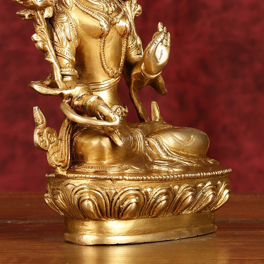 Sacred Pure Brass white Tara Devi Idol - Handcrafted Sculpture 8"