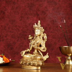 Sacred Pure Brass white Tara Devi Idol - Handcrafted Sculpture 8"