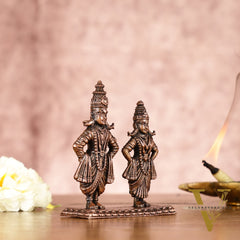 Sacred Pure Copper Vitthal Rukmani Set Idols - Divine Devotion 3.5"