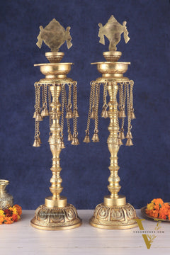 Sacred Superfine Brass Shankh Chakra Oil Lamps 30 inch