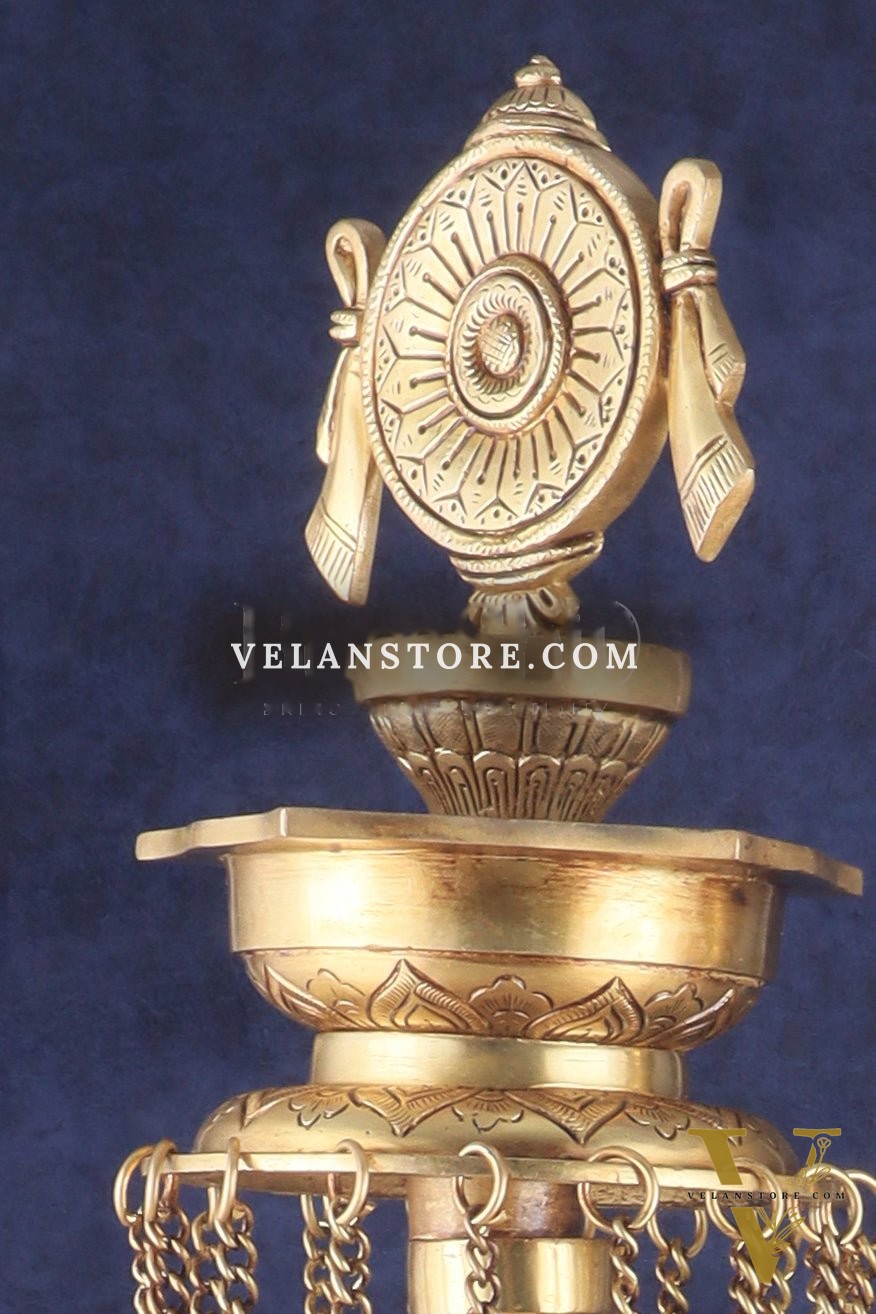 Sacred Superfine Brass Shankh Chakra Oil Lamps 30 inch