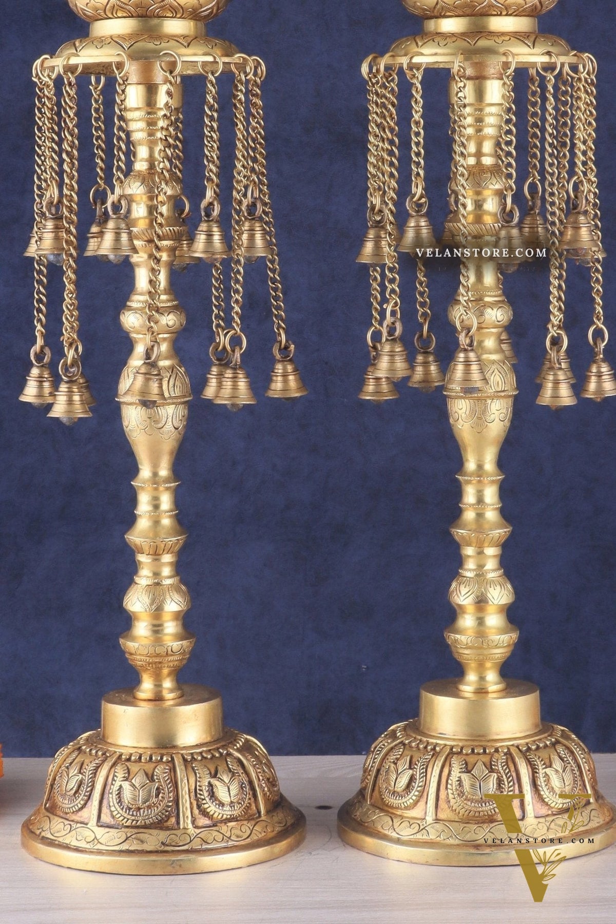 Sacred Superfine Brass Shankh Chakra Oil Lamps 30 inch