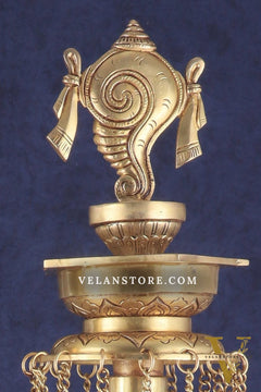 Sacred Superfine Brass Shankh Chakra Oil Lamps 30 inch