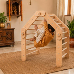 Natural Wood Multi-Shape Convertible Montessori Climbing Frame for Kids
