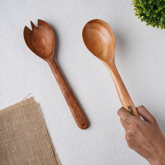 Salad Serving Spoon Set 2-Piece Neem Wood