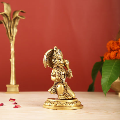 Sankat Mochan Hanuman Ji Superfine Brass Idol 6.5 inch