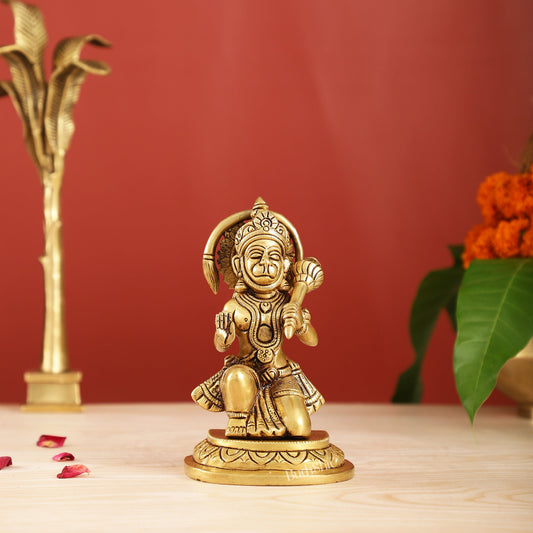 Sankat Mochan Hanuman Ji Superfine Brass Idol 6.5 inch