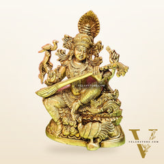 Saraswati brass idol 11 inch shine