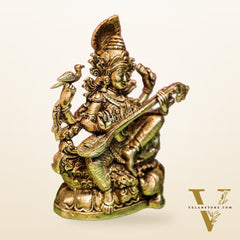 Saraswati brass idol 11 inch shine