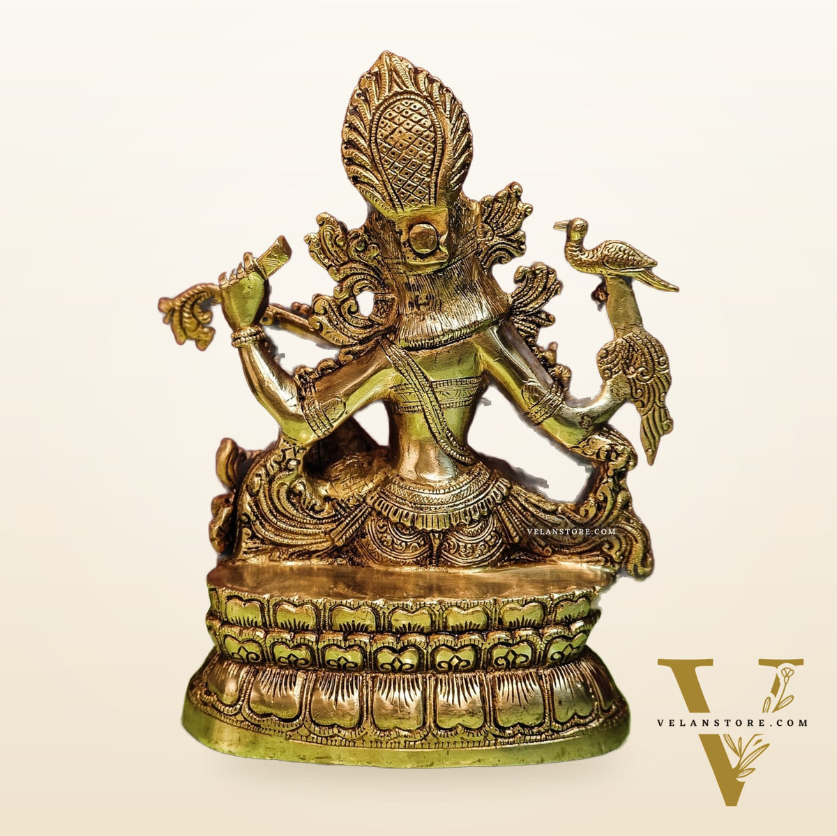 Saraswati brass idol 11 inch shine