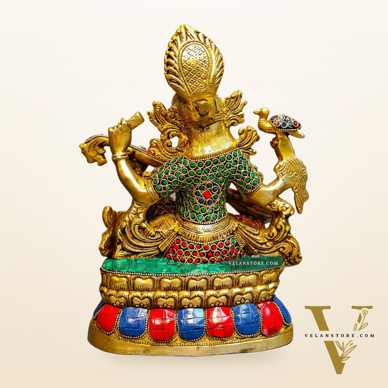 Saraswati brass idol 11 inch Stonework