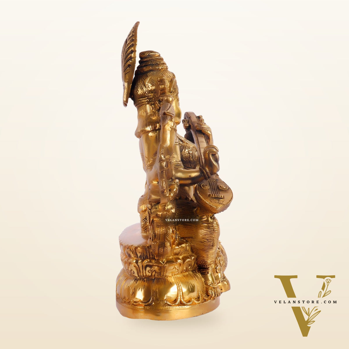 Saraswati brass idol 11 inches Superfine Shiny finish